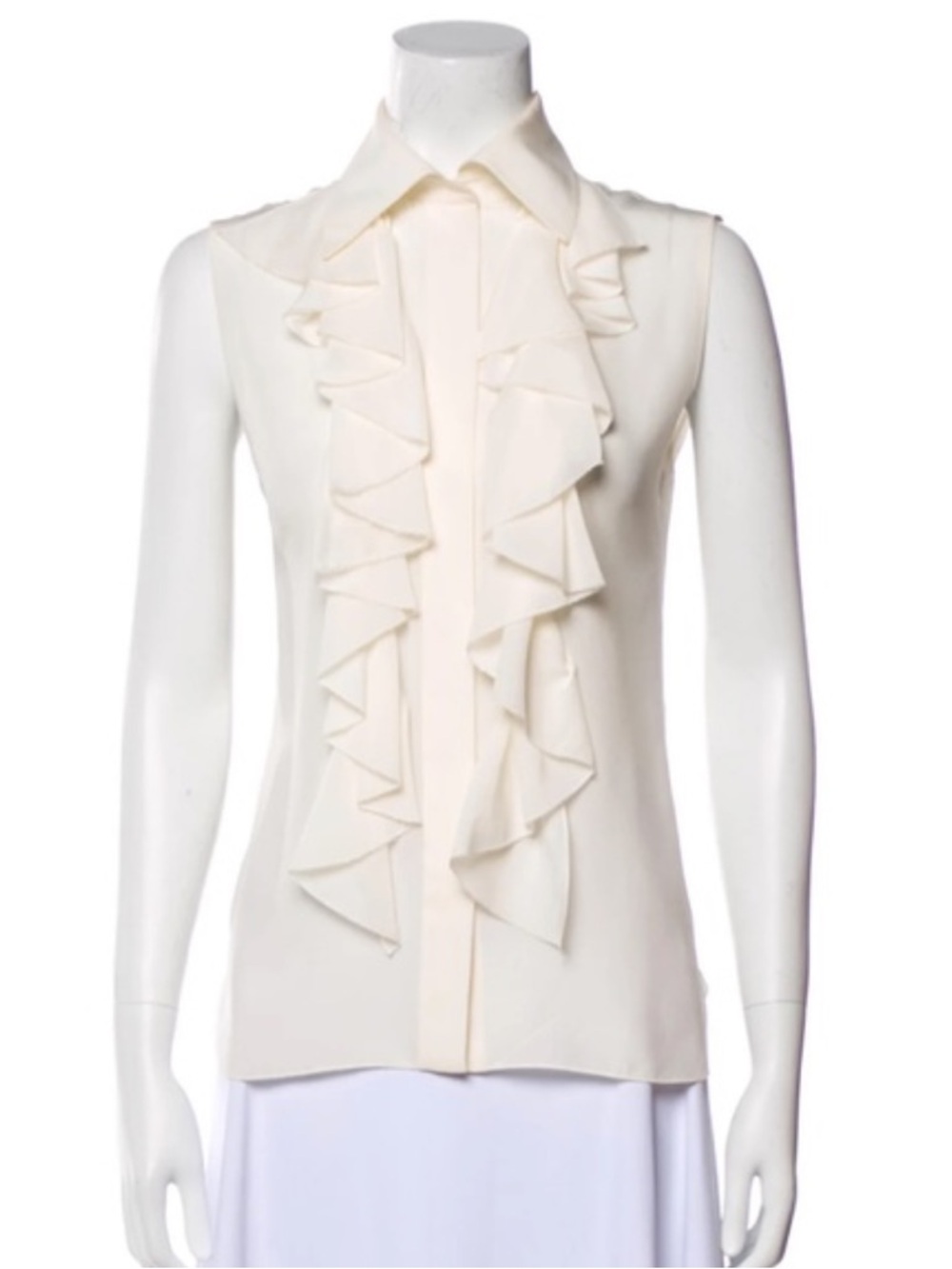 CHLOE sheer silk sleeveless ruffle blouse 38 fr or 6 USA. - Picture 2 of 8